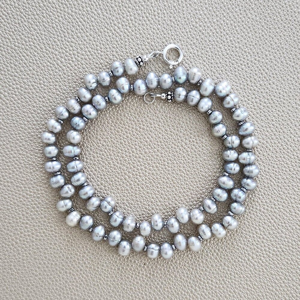 SILVER PEARL NECKLACE--18"